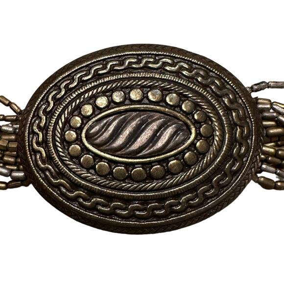 Bronze and Brass Metal Chain Belt with Large Oval Buckle and Chain Hook main image 6